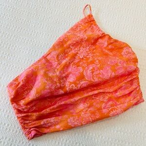 Zara Orange and Pink Floral Top